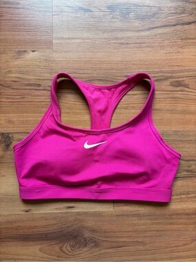 Nike Hot Pink Racerback Sports Bra with White Swoosh
